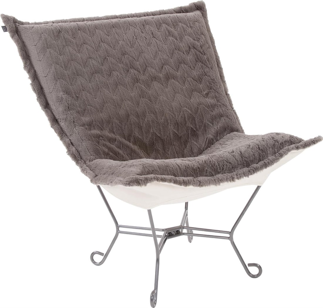 Howard Elliott Angora Puff Chair in Stone Gray Contemporary Design: Howard Elliott Angora Puff Chair in Stone Gray Contemporary Design Elevate your living space with the Luxurious Stone Gray Angora Puff Chair, a stunning piece that combines contemporary style with com