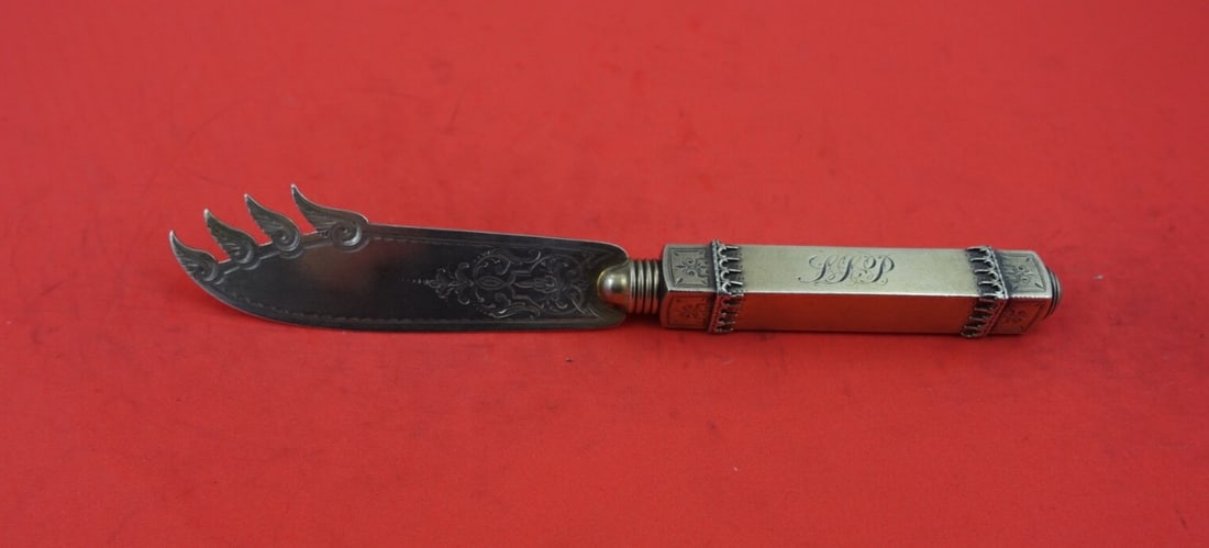 Gorham Sterling Silver Cheese Knife Hollow Handle Monogrammed 6 3/4": Gorham Sterling Silver Cheese Knife Hollow Handle Monogrammed 6 3/4" This exquisite cheese knife, crafted by Gorham, showcases a stunning design in sterling silver. The knife features a hollow handle 