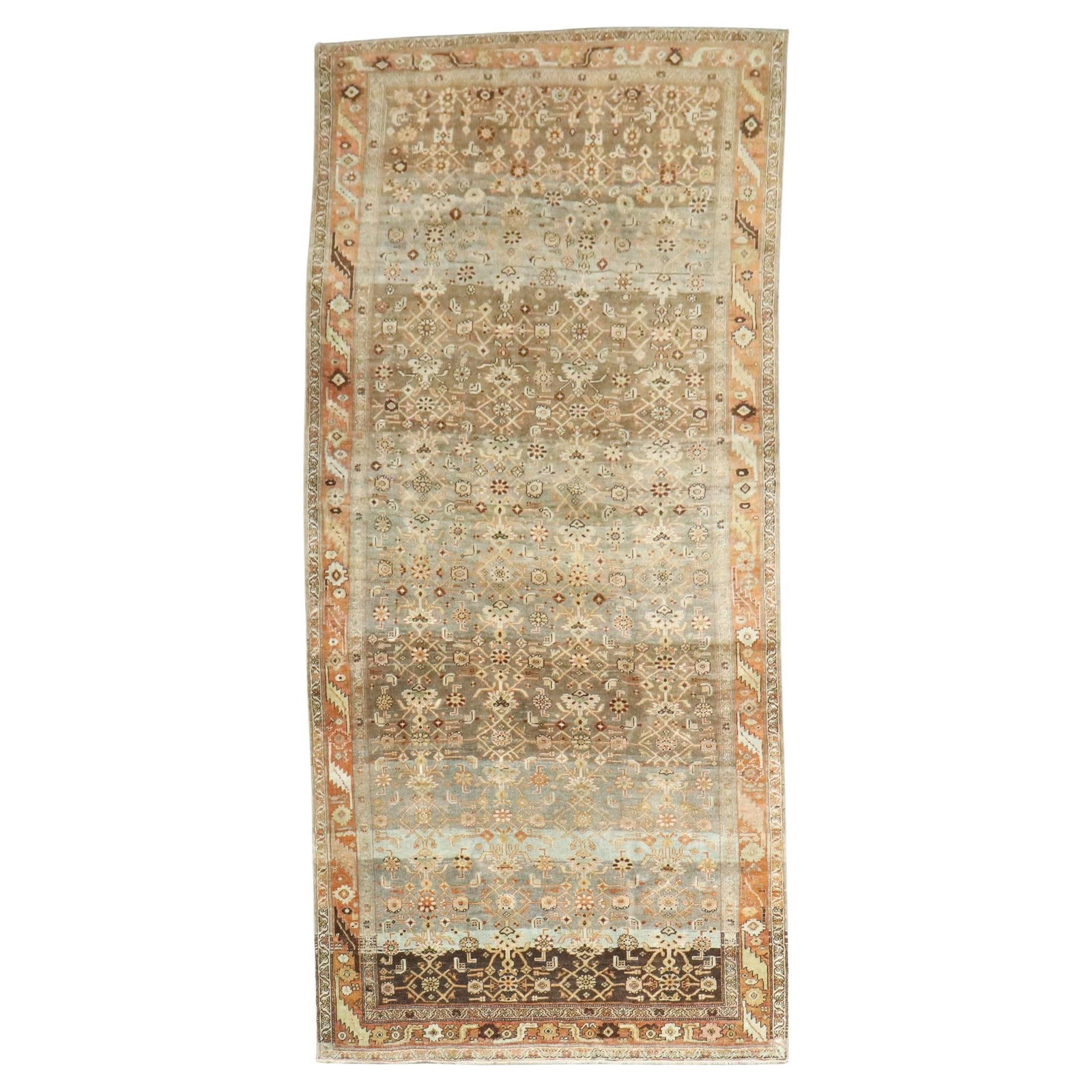 Zabihi Collection Antique Persian Bidjar 56x127 Hand-Knotted Wool Carpet: Zabihi Collection Antique Persian Bidjar 56x127 Hand-Knotted Wool Carpet This stunning Antique Persian Bidjar Wide Carpet showcases exquisite craftsmanship from the early 20th century. Hand-knotted fr