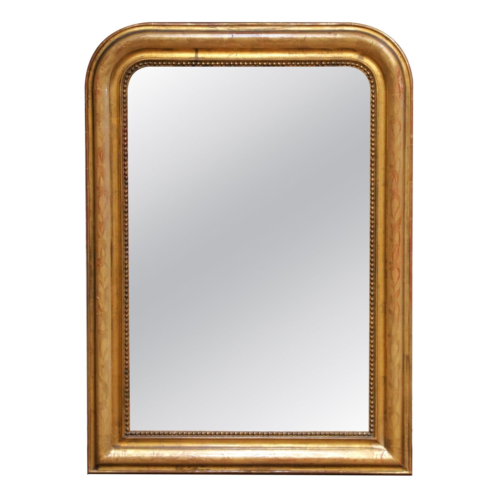 Antique French Louis Philippe Giltwood Mirror with Hand-Engraved Floral Details (1 of 7)