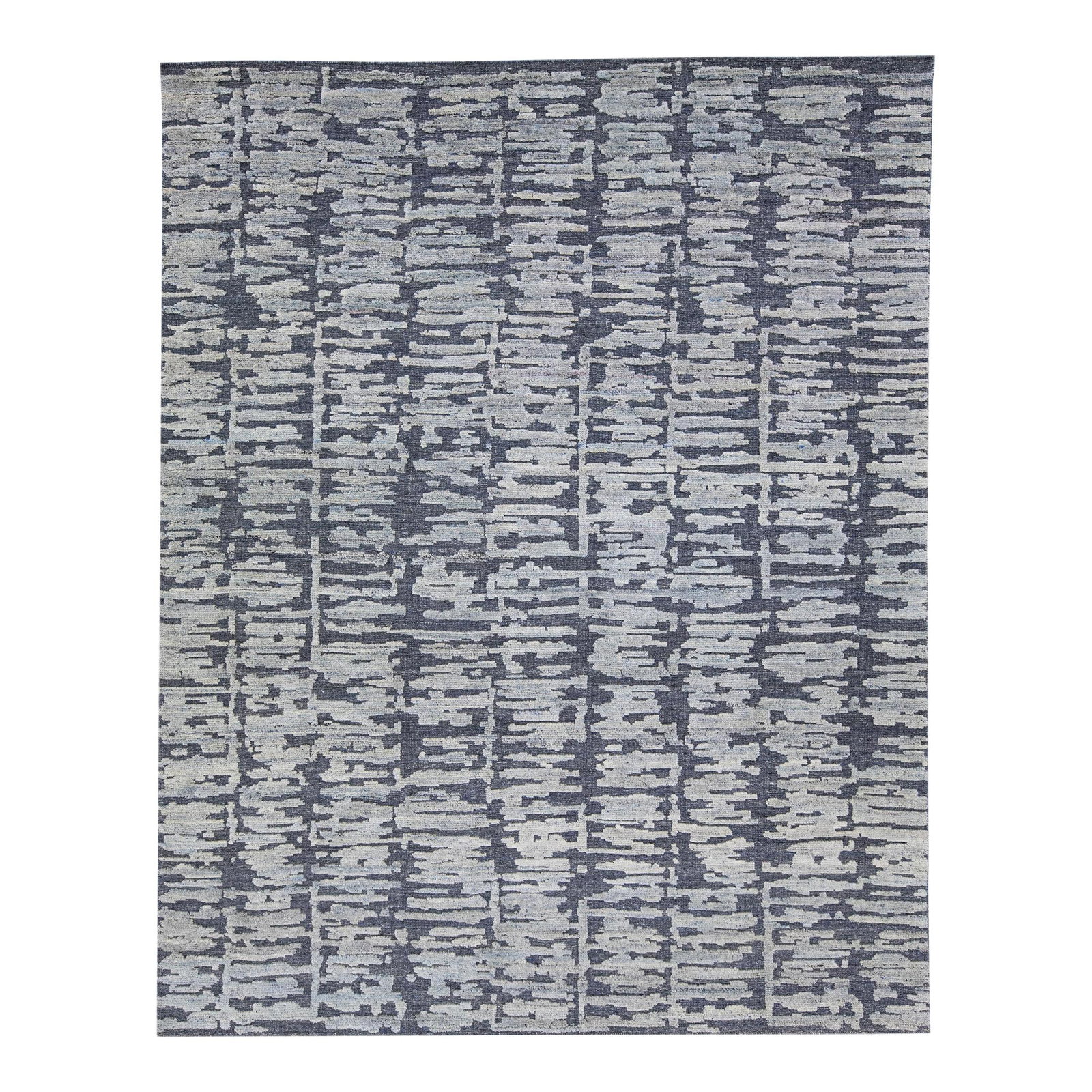 Thom Filicia Blue Handmade Wool Rug 7'10 x 9'9: Thom Filicia Blue Handmade Wool Rug 7'10 x 9'9 Enhance your living space with this beautiful blue contemporary handmade rug from the Thom Filicia Home Collection. Crafted in India, this hand-knotted w