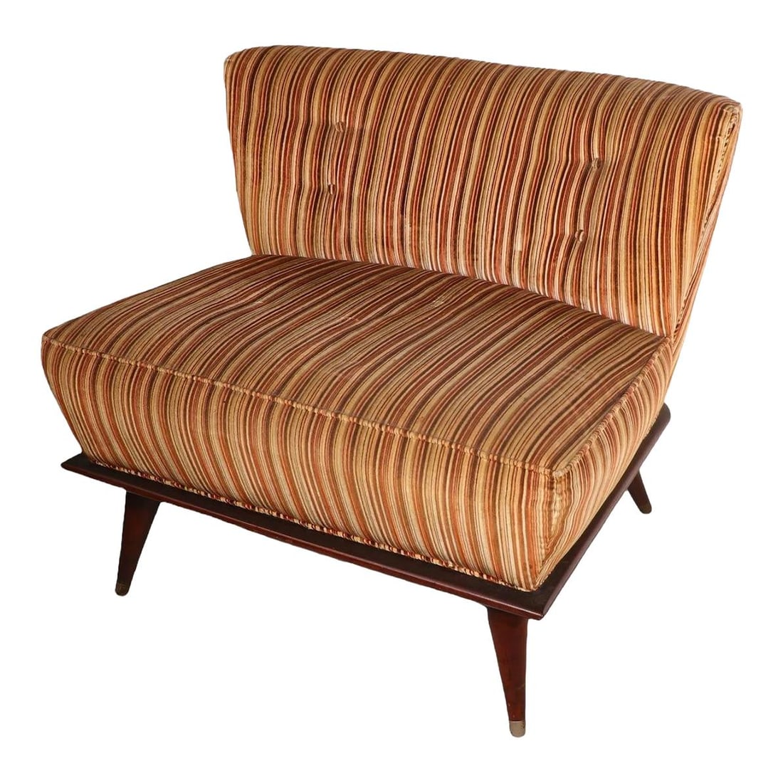 Mid Century Lounge Chair Inspired by Billy Haines Orange Upholstery: Mid Century Lounge Chair Inspired by Billy Haines Orange Upholstery This exquisite Mid Century Lounge Chair embodies the sophisticated design elements reminiscent of Billy Haines. Featuring a low-slun