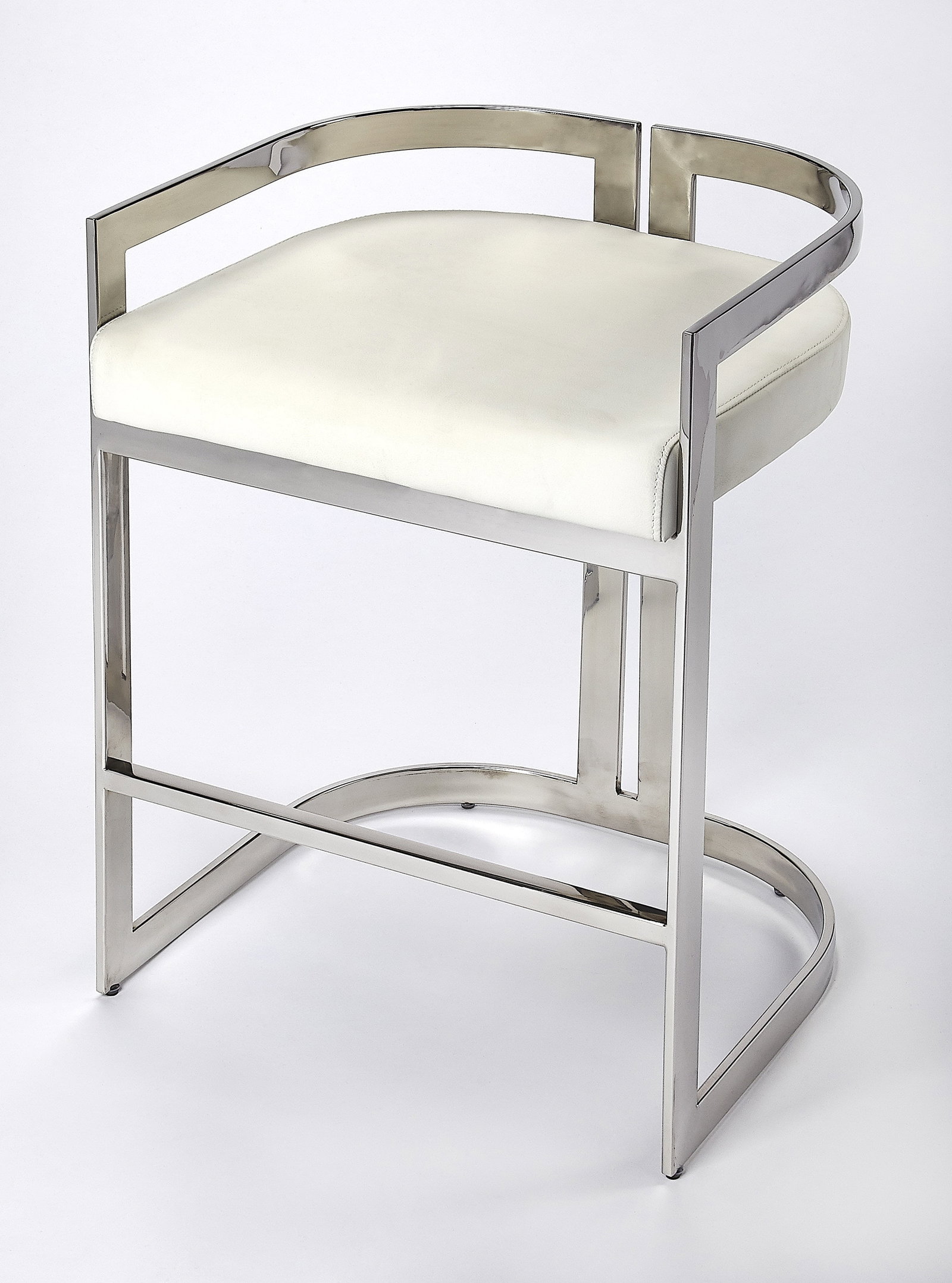 Butler Elegant Silver Clarence Counter Stool 28H Brass Iron Nickel Plated: Butler Elegant Silver Clarence Counter Stool 28H Brass Iron Nickel Plated Introducing the Elegant Silver Clarence Counter Stool, an exquisite addition to your home decor. This stylish counter stool fe