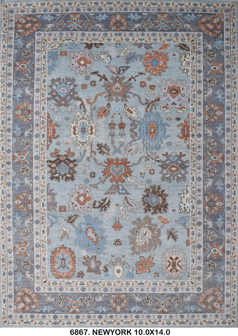 10.1 x 14.0 New Oushak Handmade Wool Area Rug: 10.1 x 14.0 New Oushak Handmade Wool Area Rug Free continental US Shipping Elevate your living space with this exquisite 10' x 14' New Oushak Handmade Rug. Crafted by skilled artisans, this rug showca