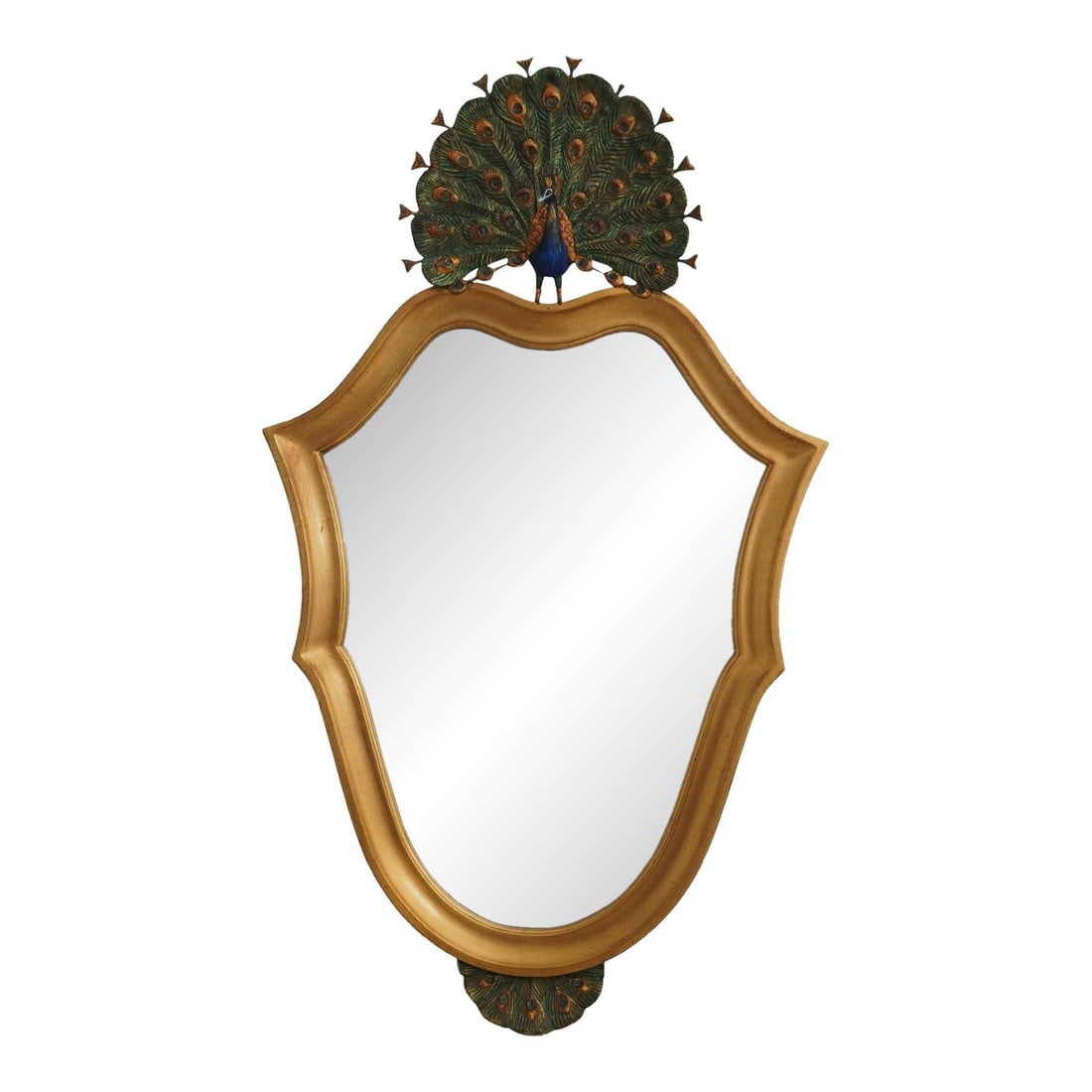 Carvers Guild Peacock Mirror Gold Frame Elegant Decor 23 x 39: Carvers Guild Peacock Mirror Gold Frame Elegant Decor 23 x 39 This exquisite Carvers Guild mirror features a stunning peacock design atop a beautifully crafted gold gilt frame. With its vibrant colors