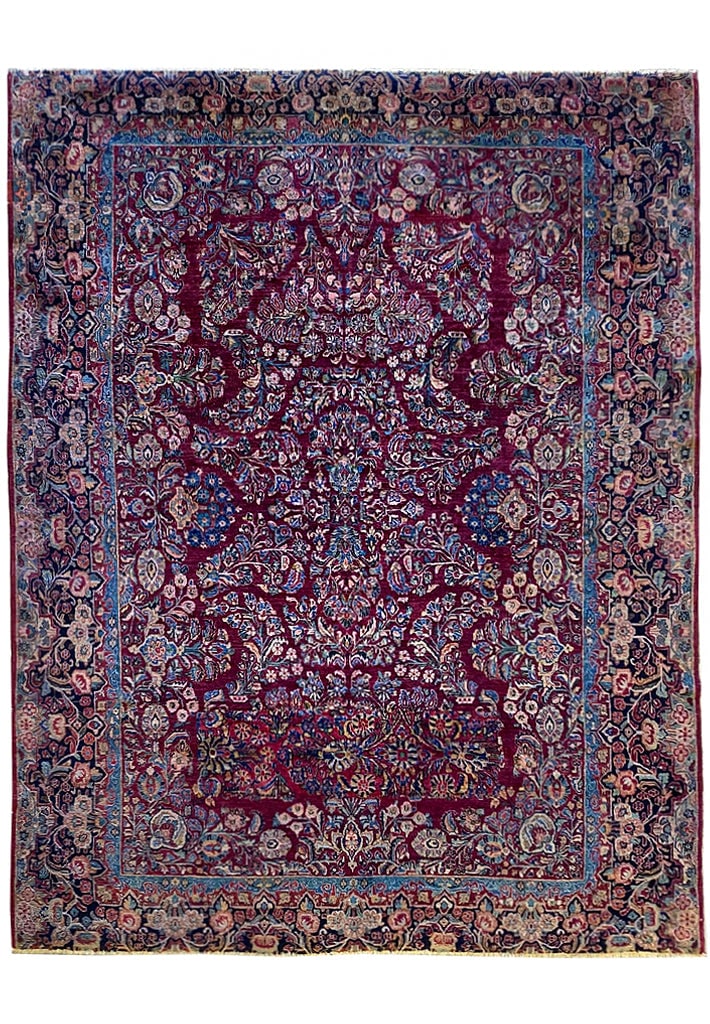 8.9 x 10.7 Antique Persian Hand-Knotted Sarouk Area Rug: 8.9 x 10.7 Antique Persian Hand-Knotted Sarouk Area Rug Free continental US Shipping Enhance your space with this exquisite 8.9 x 10.7 antique traditional Persian hand-knotted Sarouk rug. Crafted from