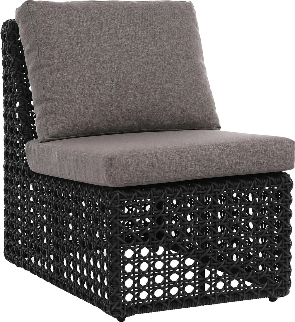 Charcoal Gray Armless Outdoor Occasional Chair: Charcoal Gray Armless Outdoor Occasional Chair Enhance your outdoor space with this Durable Charcoal and Gray Outdoor Chair. Designed for both comfort and style, this armless occasional chair features