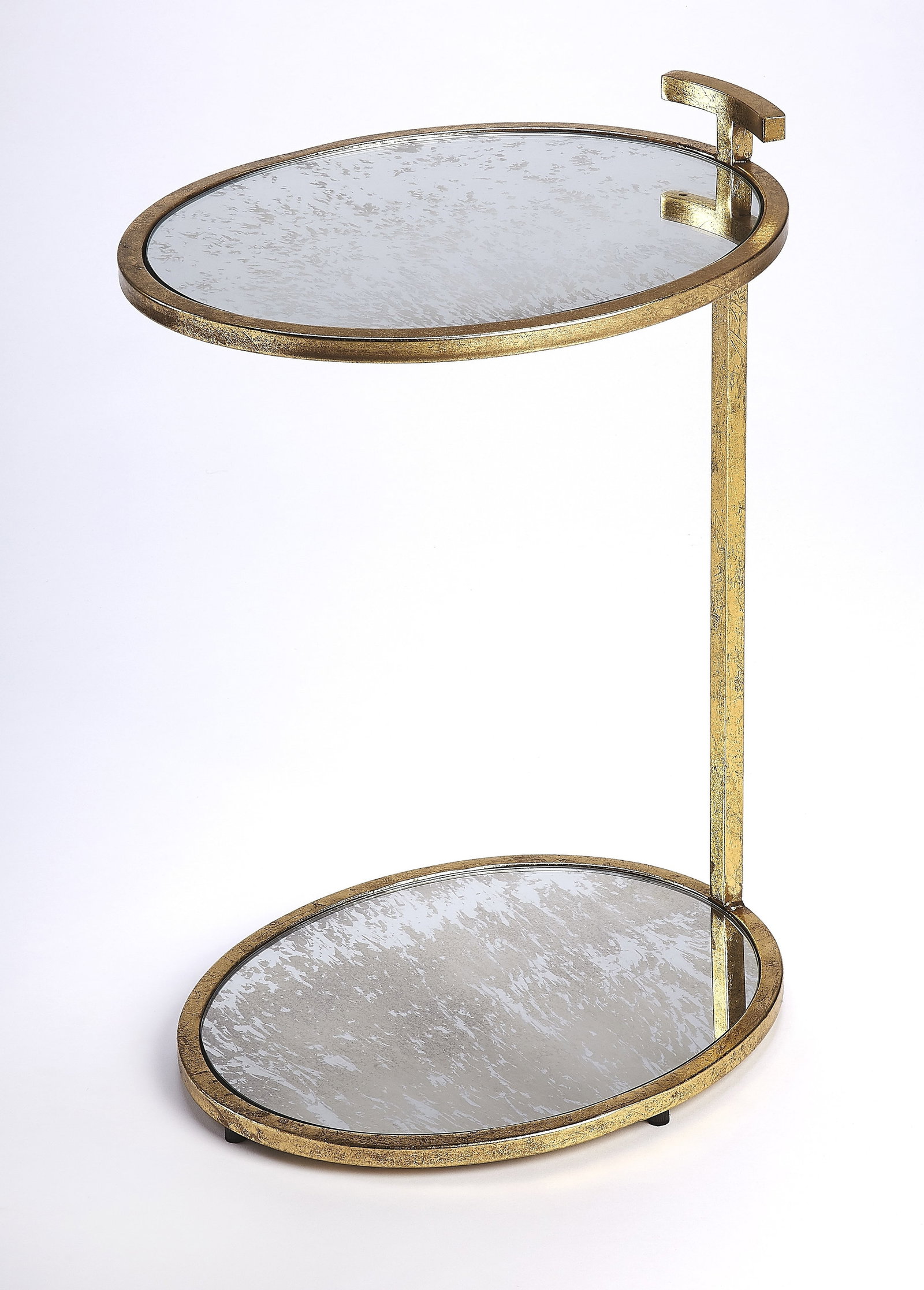Ciro Side Table Gold Leaf Contemporary Oval Design: Ciro Side Table Gold Leaf Contemporary Oval Design Introducing the Ciro Side Table, a perfect blend of sleek design and functionality. This contemporary piece features an elegant oval shape and is cra