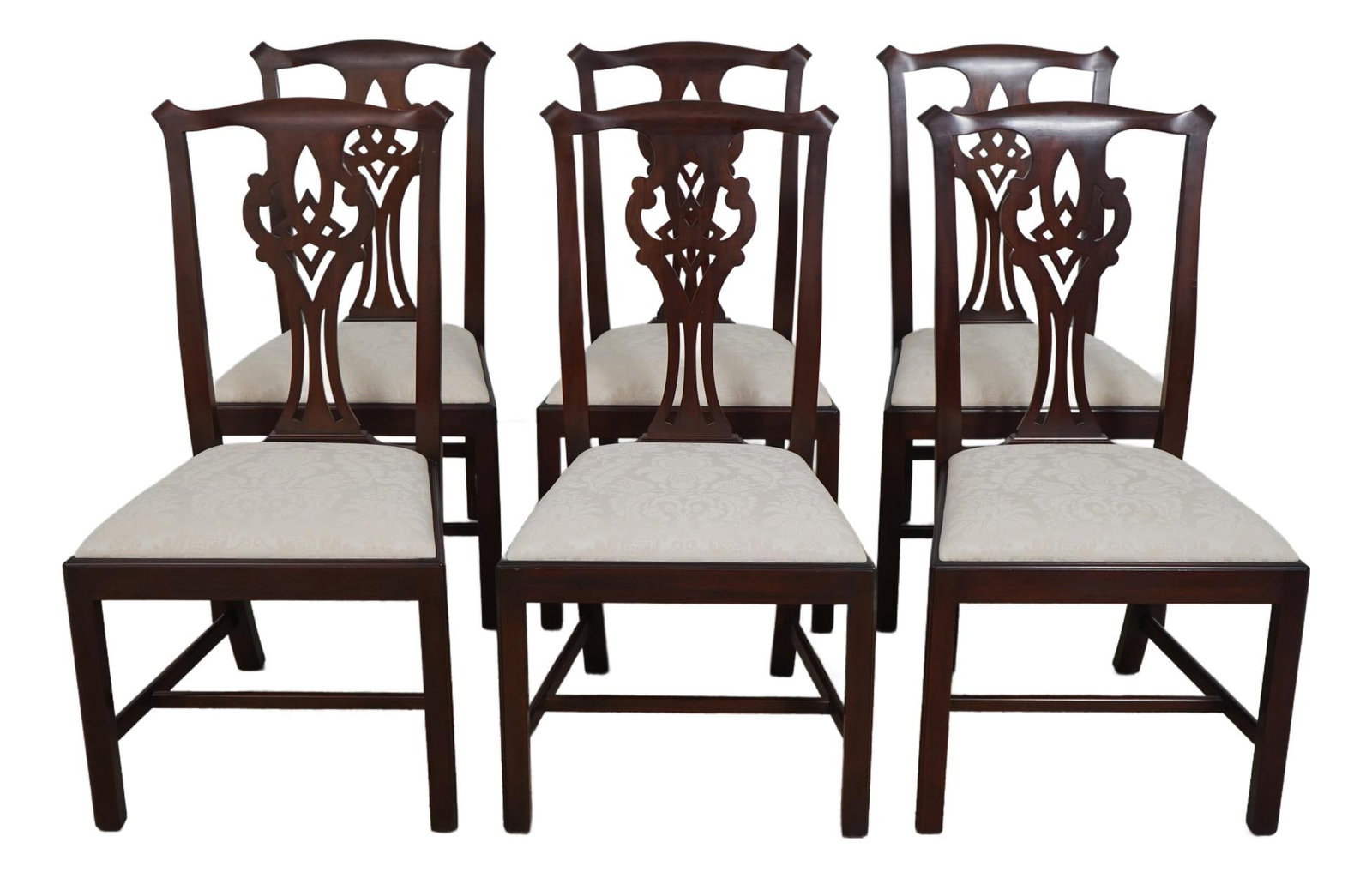 Set of 6 Henkel Harris Model 102 Chippendale Mahogany Dining Chairs: Set of 6 Henkel Harris Model 102 Chippendale Mahogany Dining Chairs Enhance your dining experience with this exquisite set of 6 Henkel Harris Model 102 mahogany dining room chairs. Crafted around the 