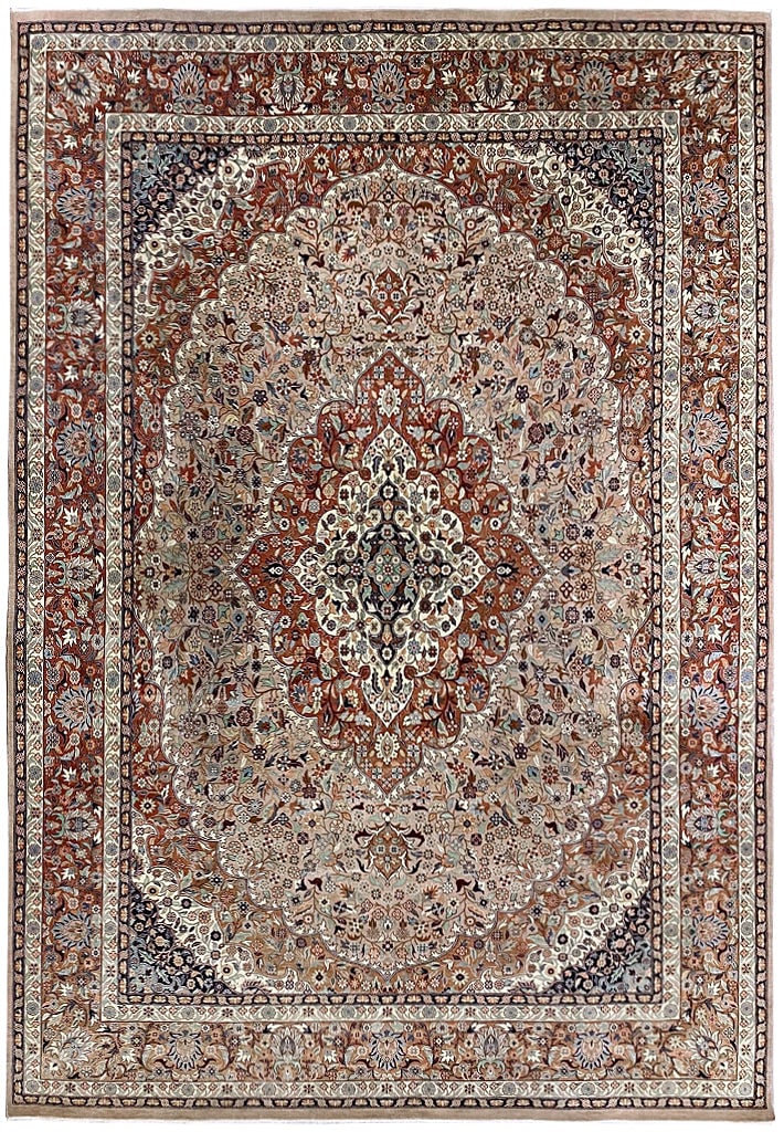 Elegant Handmade 9.10 x 14.0 ft Neutral Brown Rug (1 of 12)