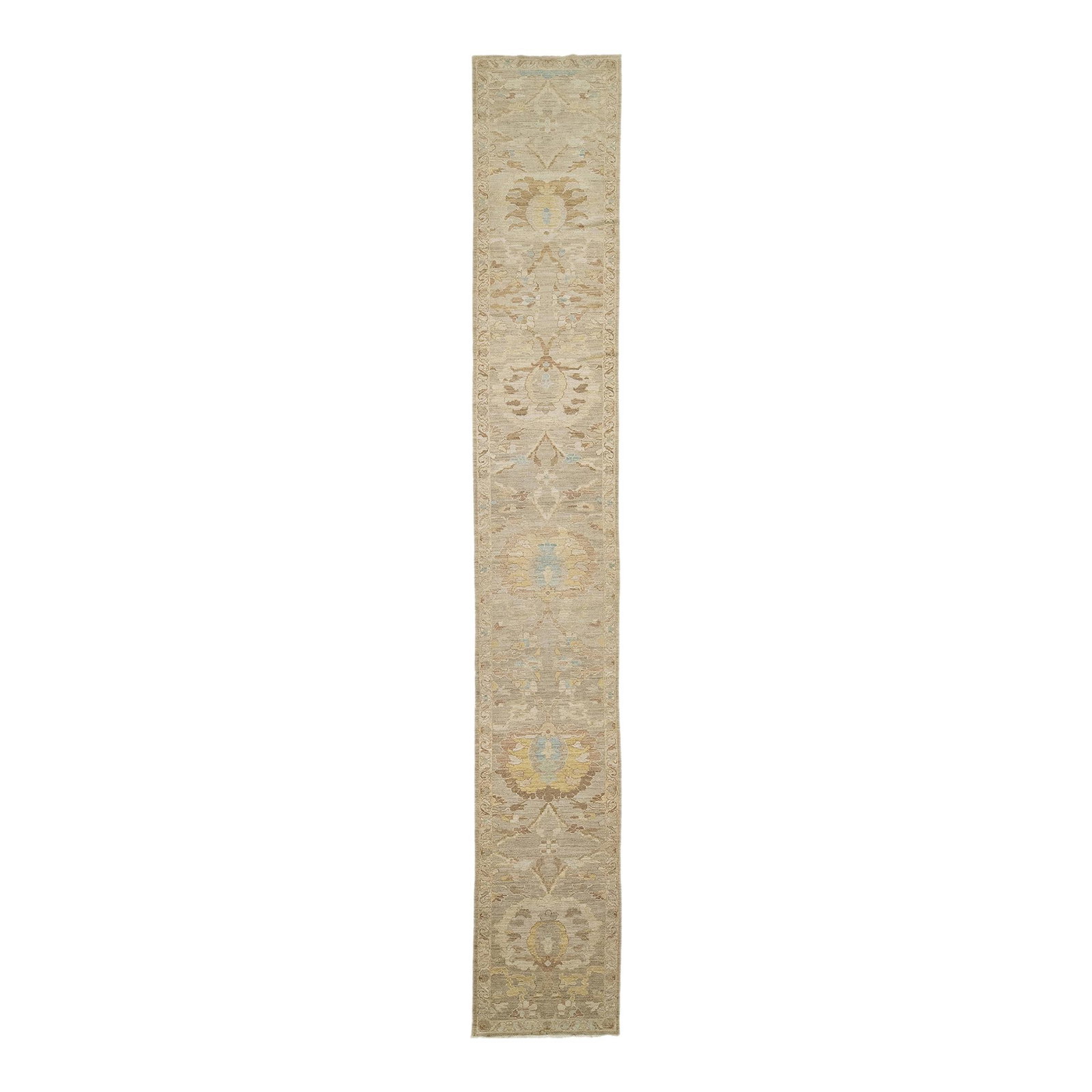 Handmade Beige Wool Runner 3'2" x 21' Floral Design (1 of 9)