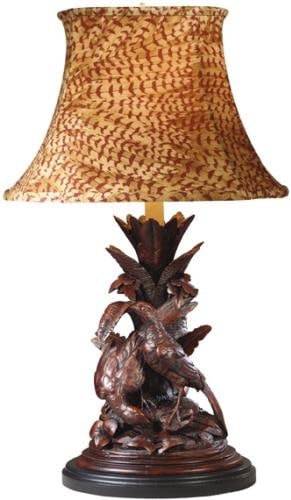 Lodge Style Life-like Pheasant Table Lamp with Feather Shade: Lodge Style Life-like Pheasant Table Lamp with Feather Shade This item is made at time of order. Please allow 42 to 70 days for production. Illuminate your space with this stunning Life-like Pheasant 