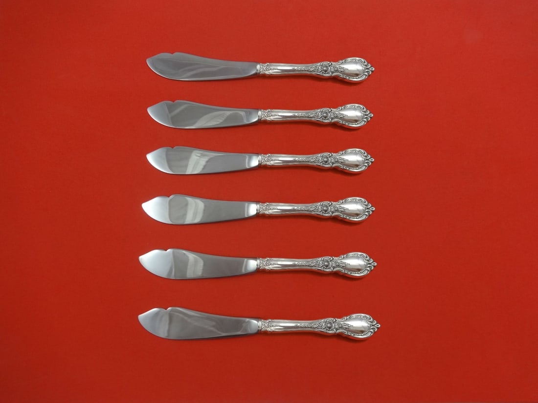 Towle Charlemagne Sterling Silver Trout Knife Set 6pc Custom 7.5": Towle Charlemagne Sterling Silver Trout Knife Set 6pc Custom 7.5" This exquisite 6-piece trout knife set features the elegant Charlemagne pattern by Towle. Each knife is crafted with a sterling silver