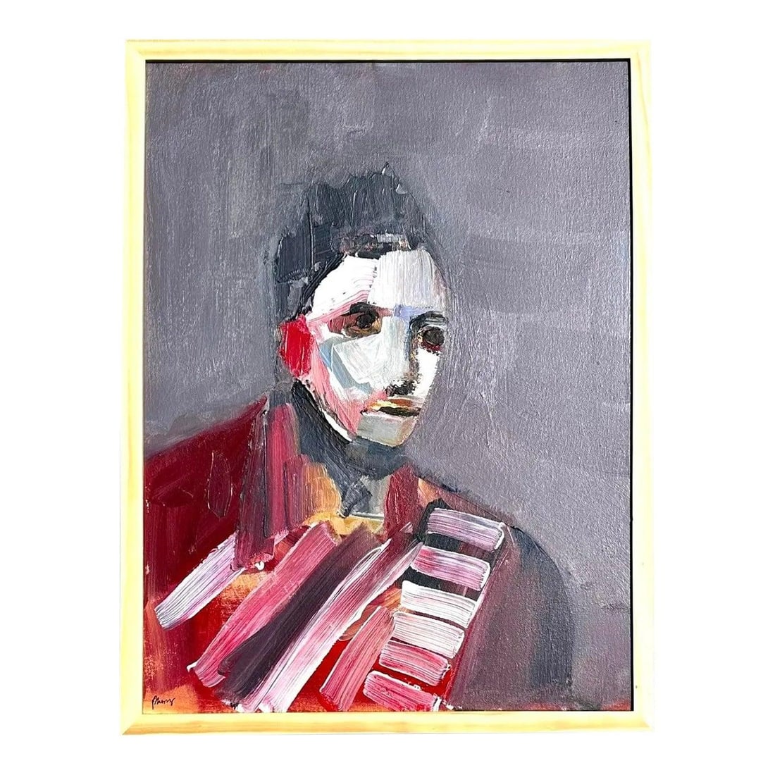 Contemporary Acrylic Portrait Artwork on Canvas with Textured Layers: Contemporary Acrylic Portrait Artwork on Canvas with Textured Layers This abstract modern portrait is painted with vivid acrylics on canvas, featuring dynamic layers of texture, color, and form. Bold 