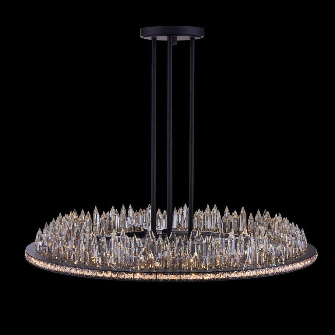 Kalco Orizzonte 36 Inch LED Pendant Lamp with Clear Crystal: Kalco Orizzonte 36 Inch LED Pendant Lamp with Clear Crystal Illuminate your space with the Kalco Orizzonte 36 Pendant Lamp, featuring a stunning design that combines clear Firenze crystal and a sleek 