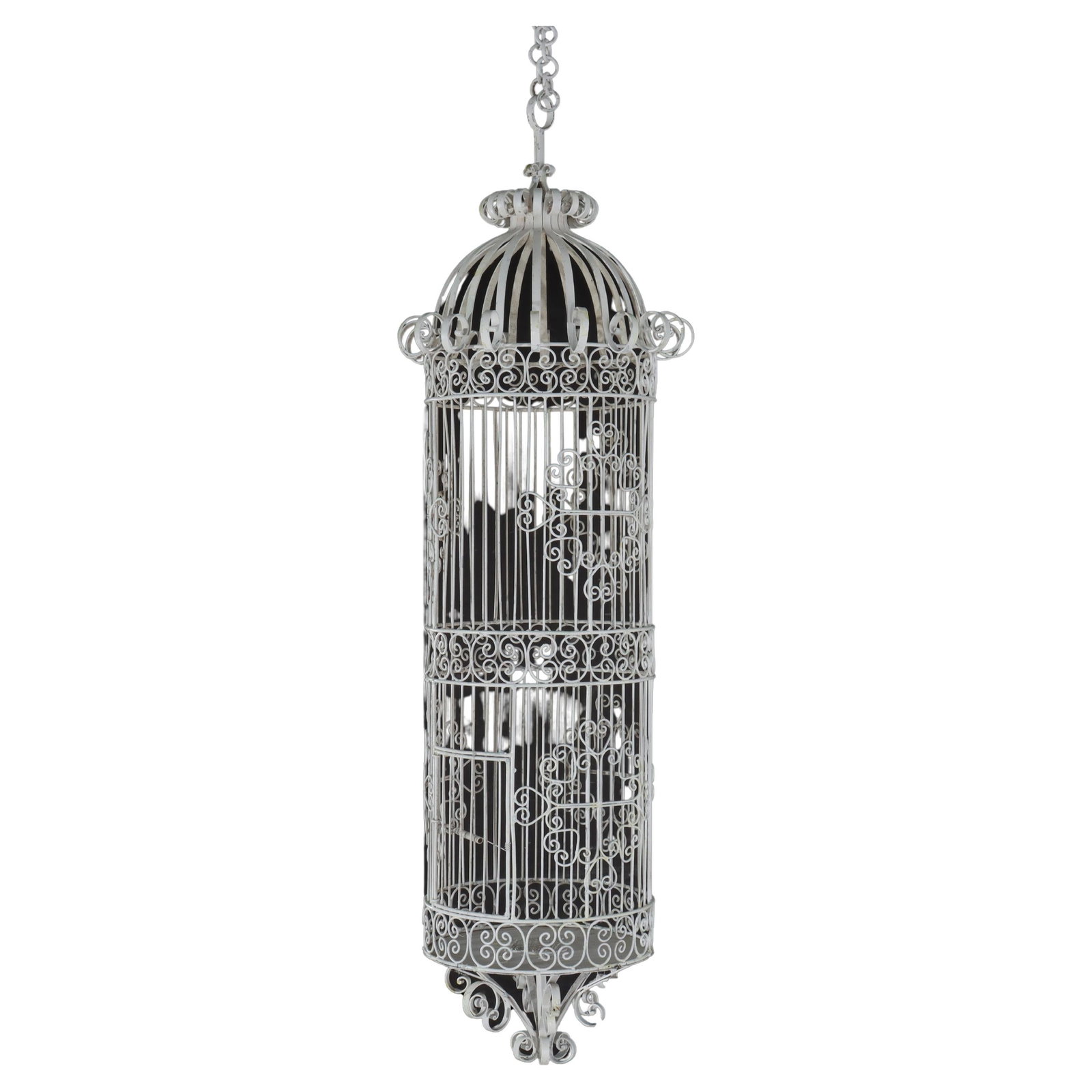 Victorian White Painted Wire Hanging Garden Birdcage C1900 (1 of 10)