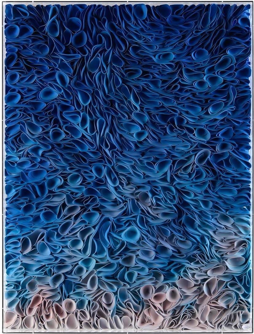 Tony Fey Metaphysical Art in Acrylic Box 47.75H 36W 4D: Tony Fey Metaphysical Art in Acrylic Box 47.75H 36W 4D Explore the captivating world of Tony Fey's Metaphysical art with this stunning piece presented in an acrylic box. This artwork features a vertic