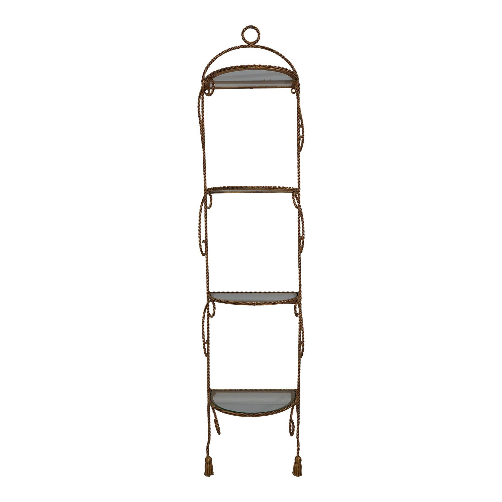 Italian Gold Finish Iron Hanging Display Shelf with Glass Shelves (1 of 10)