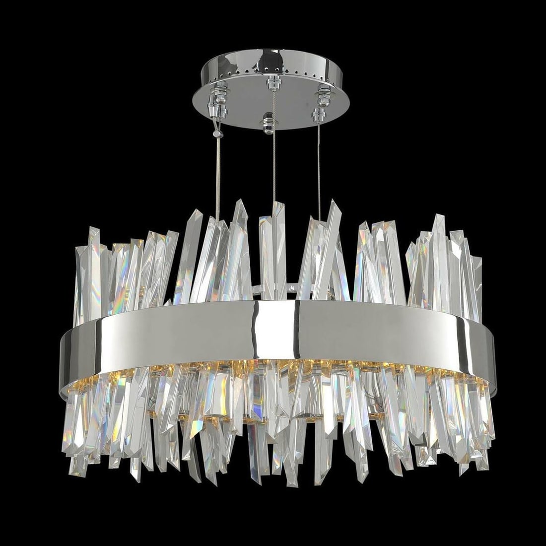 Kalco Glacier Chrome LED Pendant Light 56W Dimmable Contemporary Style: Kalco Glacier Chrome LED Pendant Light 56W Dimmable Contemporary Style Illuminate your modern home with this stunning Chrome LED Pendant, designed to enhance your space with a contemporary flair. Craf
