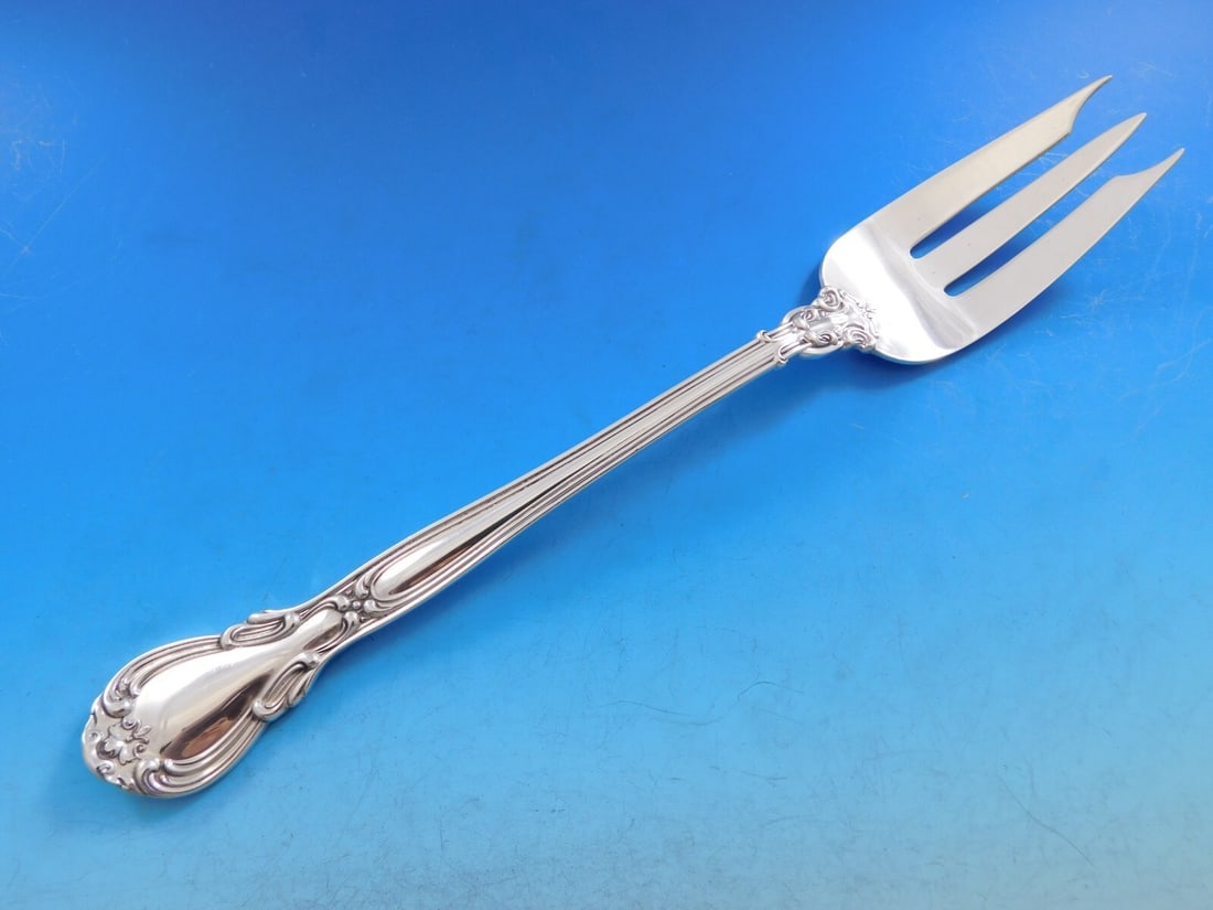 Rare Gorham Chantilly Sterling Silver 3-Tine Chop Fork 9 7/8" (1 of 4)