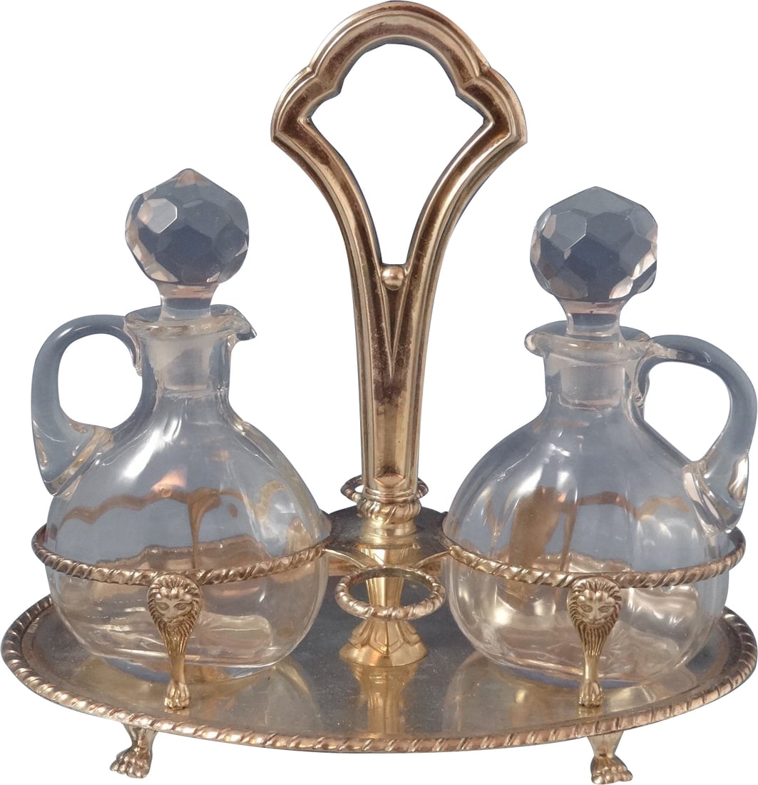 Italian .800 Silver Cruet Set with Crystal Bottles San Marco Pattern (1 of 4)