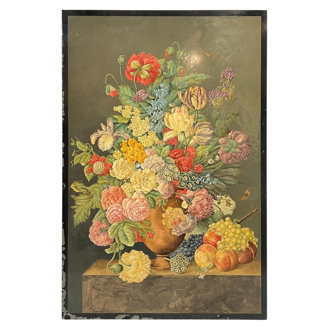Neoclassical Marble Wall Plaque With Floral Still Life After Jan Frans van Dael: Neoclassical Marble Wall Plaque With Floral Still Life After Jan Frans van Dael This antique marble wall panel features a finely hand-painted Neoclassical floral still life inspired by Jan Frans van D