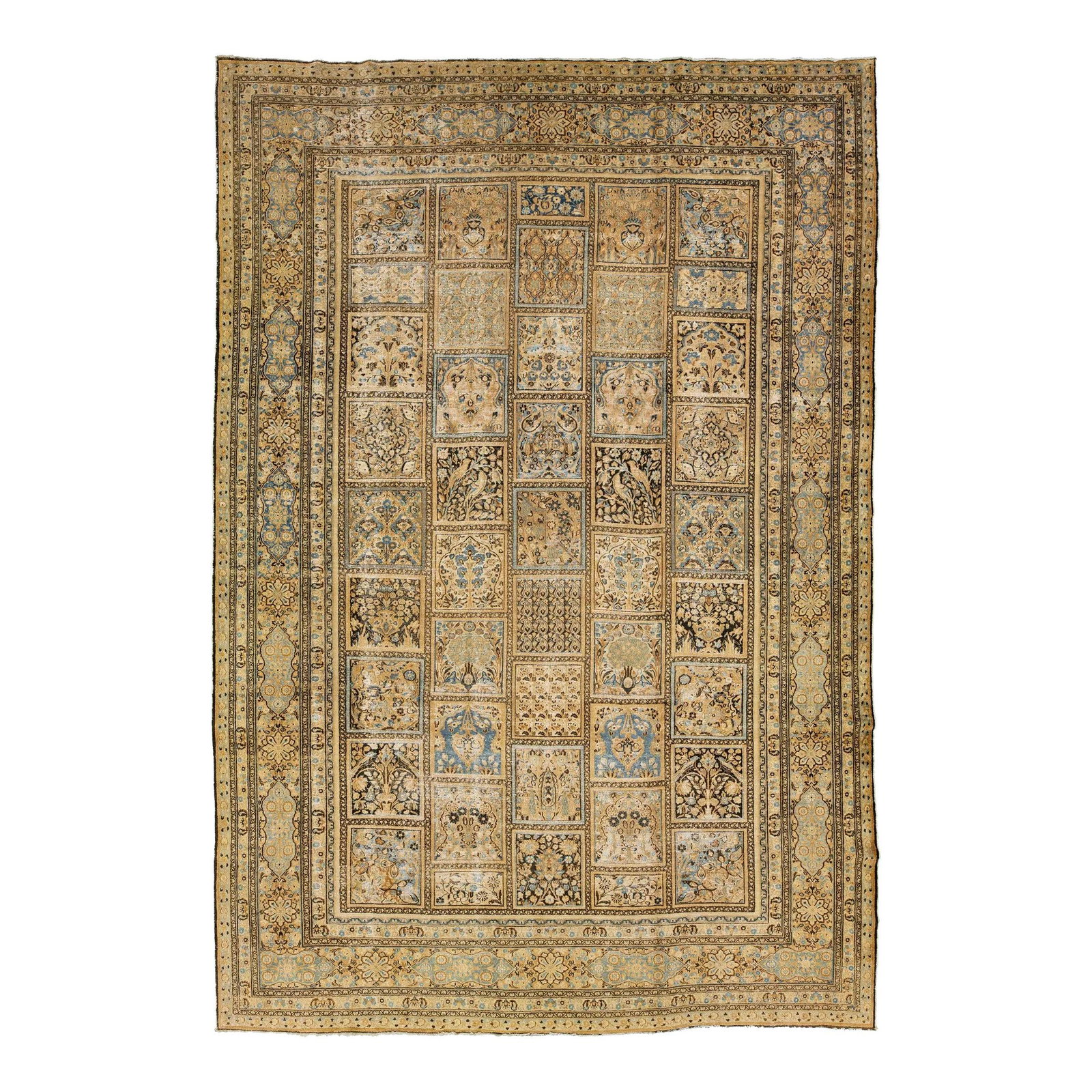 1900s Antique Persian Khorassan Wool Rug Beige Allover Pattern 11'4 x 16'8 (1 of 9)