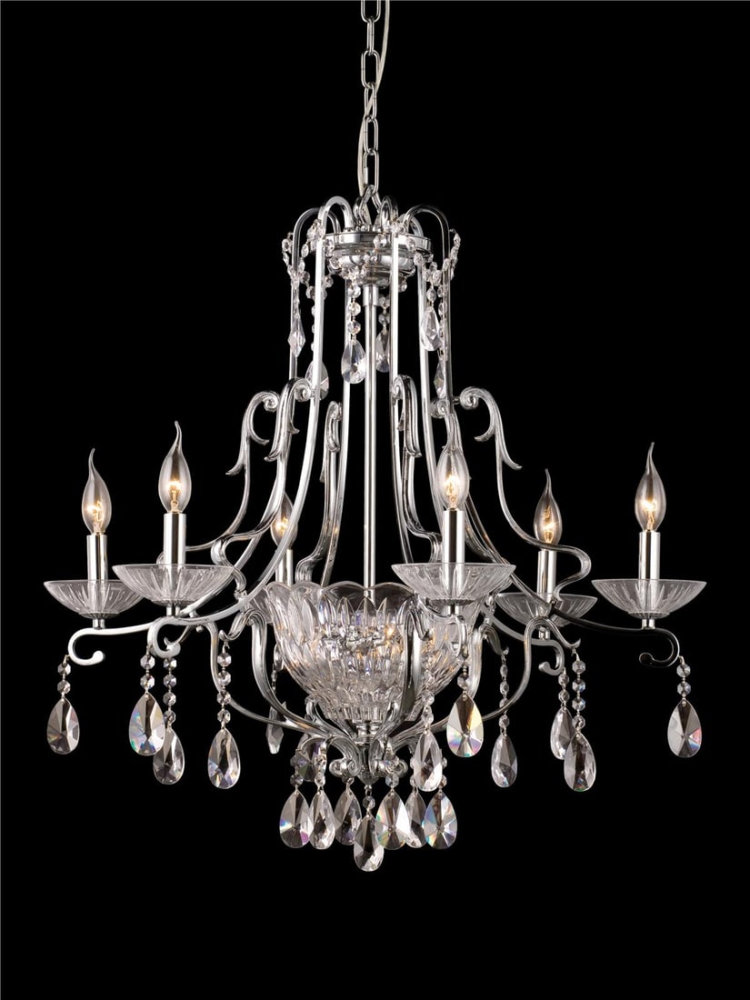 Dale Tiffany Oxford Crystal Chandelier Polished Chrome 31H 28.50W 28.50D: Dale Tiffany Oxford Crystal Chandelier Polished Chrome 31H 28.50W 28.50D Illuminate your space with the stunning Contemporary Oxford Crystal Chandelier. This exquisite bowl chandelier combines eleganc