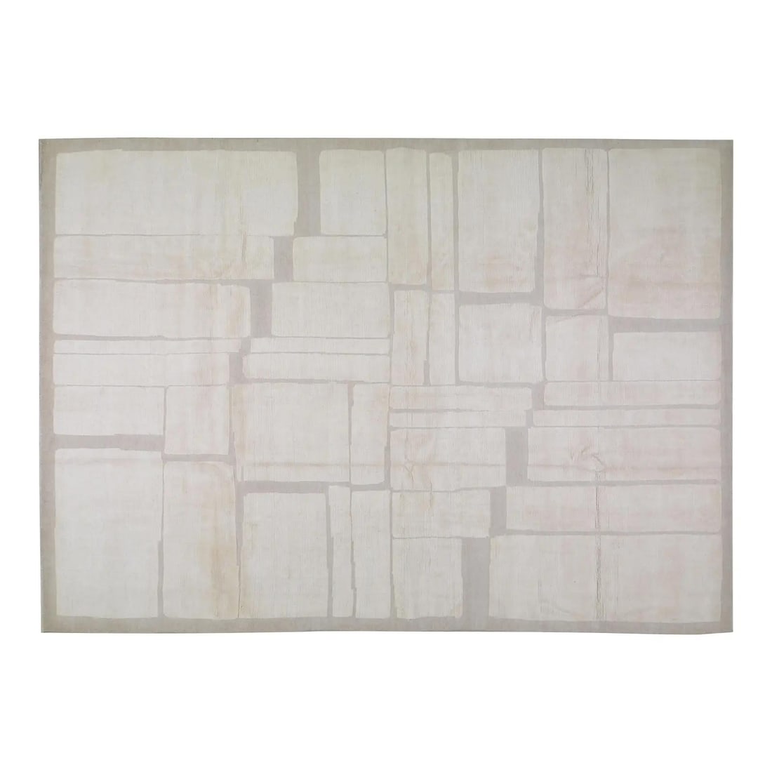 10'x14' Beige Wool Area Rug Hand Knotted Moroccan Style: 10'x14' Beige Wool Area Rug Hand Knotted Moroccan Style This Moroccan hand-knotted wool rug is crafted using traditional techniques, blending timeless artistry with a modern design sensibility. Its du