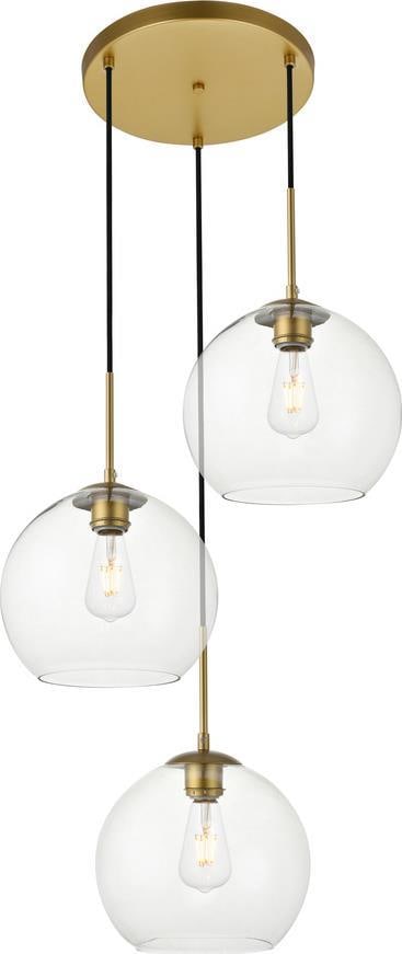 Elegant Lighting Brass Pendant Light Clear Glass Transitional Style (1 of 1)