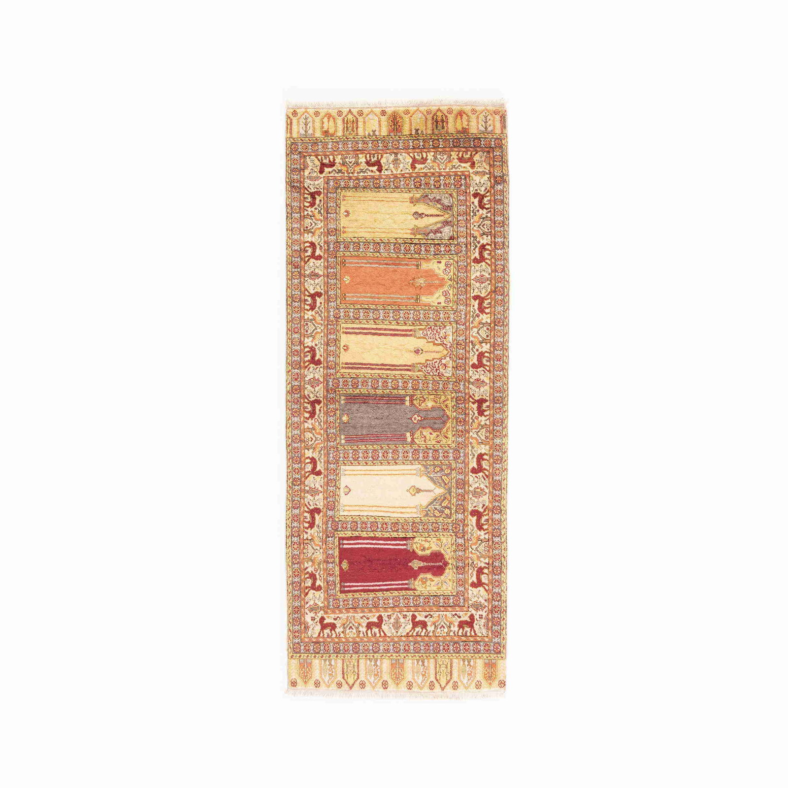Handmade Kayseri Wool on Cotton Carpet 32.7 x 85.4 Inches: Handmade Kayseri Wool on Cotton Carpet 32.7 x 85.4 Inches Experience the exquisite craftsmanship of this authentic handmade Kayseri carpet, meticulously woven with wool on a cotton base. Originating f