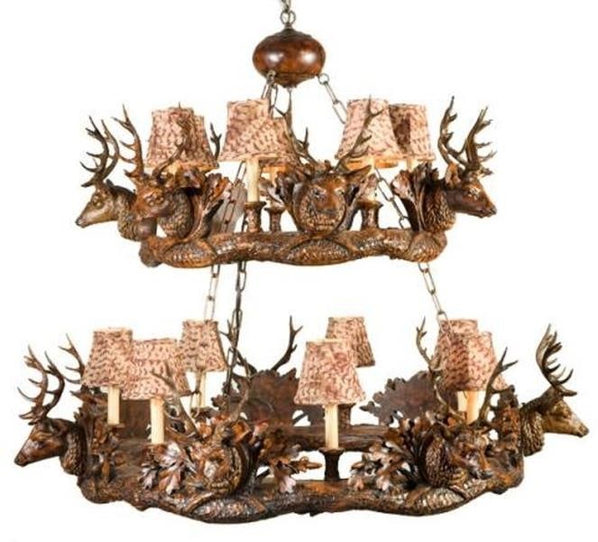 Majestic Stag Head Bowl Chandelier Lodge Style 2-Tier Resin: Majestic Stag Head Bowl Chandelier Lodge Style 2-Tier Resin Illuminate your rustic space with this stunning Majestic Stag Head Chandelier. This exquisite bowl chandelier features a captivating 2-tier 