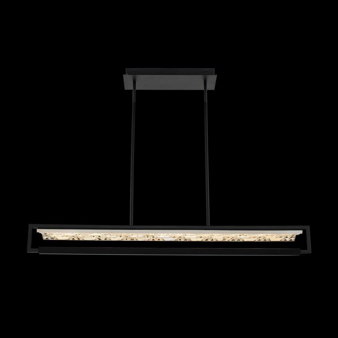 Kalco Capuccio 46 Inch LED Dining Fixture with Clear Crystal and Chrome: Kalco Capuccio 46 Inch LED Dining Fixture with Clear Crystal and Chrome Enhance your dining space with the Sleek 46" Capuccio LED Dining Room Fixture. Designed to impress, this fixture features a stun