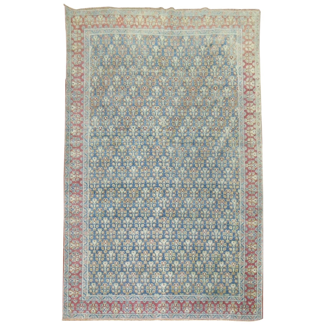 Antique Persian Joshegan Rug Denim Blue Wool Hand-Woven 6'9'' x 10': Antique Persian Joshegan Rug Denim Blue Wool Hand-Woven 6'9'' x 10' Discover the charm of this early 20th century Persian Joshegan rug, showcasing a stunning floral palette set against a rich denim bl