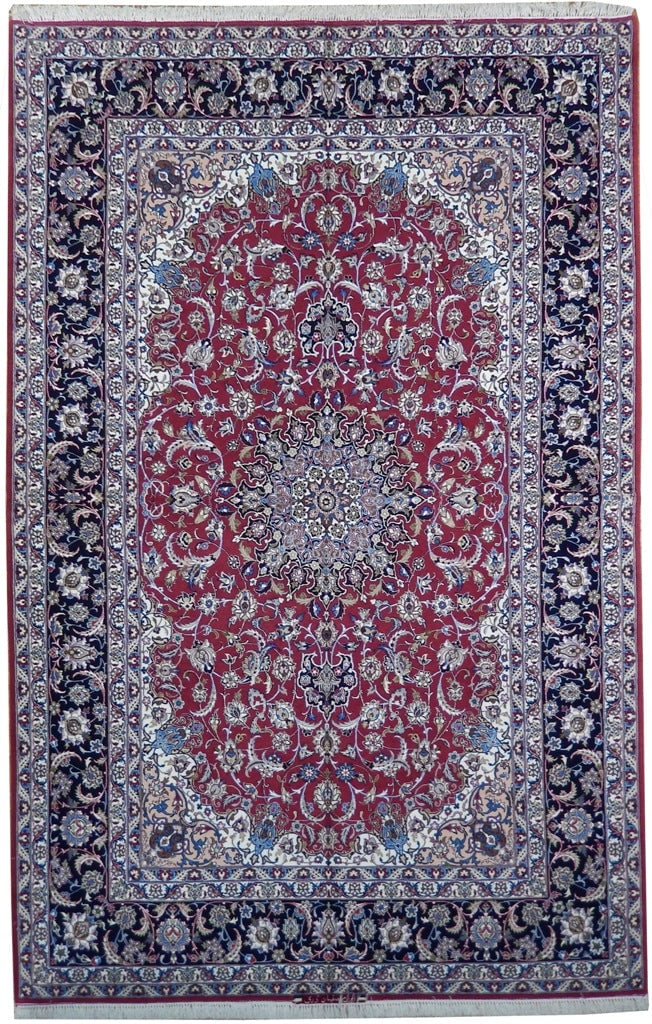 6.7 x 10 Signed Persian Esfahan Rug Wool Silk 500 KPSI Iran Hand Knotted (1 of 6)