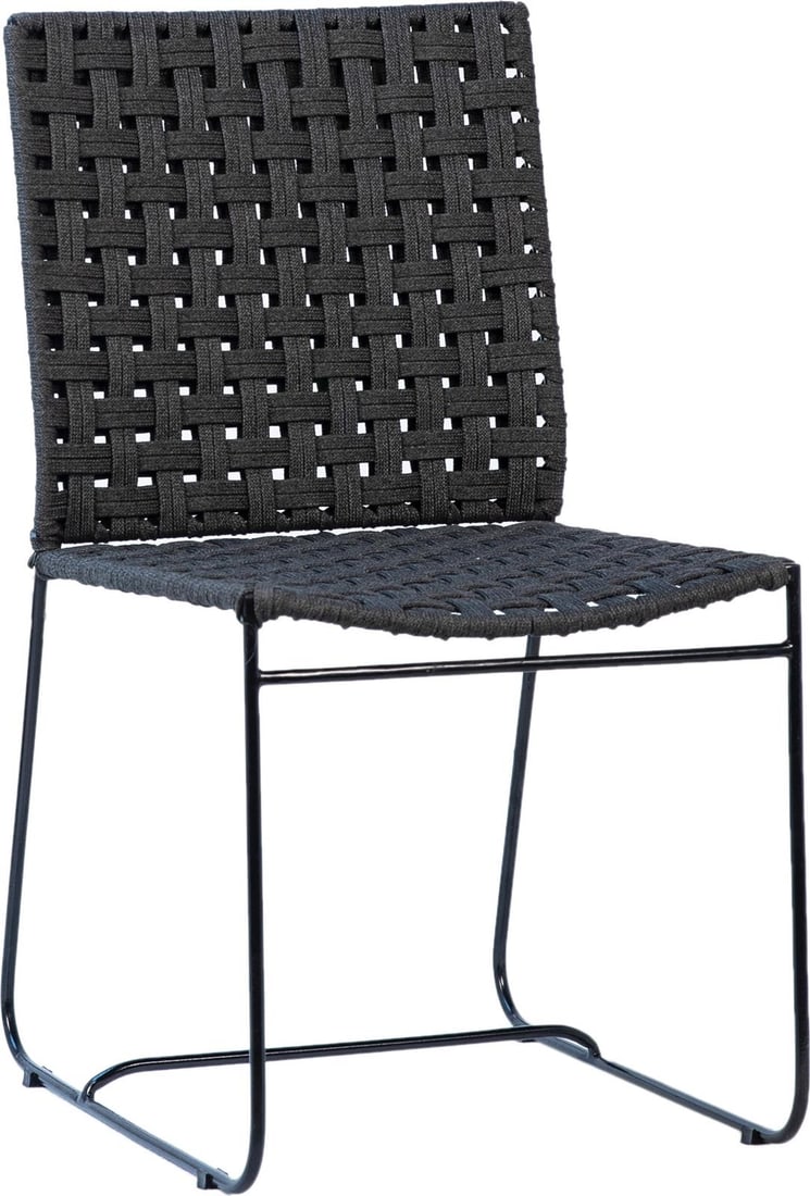 Forbes Outdoor Dining Chair Charcoal Finish Flat Rope Iron: Forbes Outdoor Dining Chair Charcoal Finish Flat Rope Iron Introducing the Forbes Outdoor Dining Chair, designed for comfort and style in your outdoor dining space. This chair features a sleek charcoa