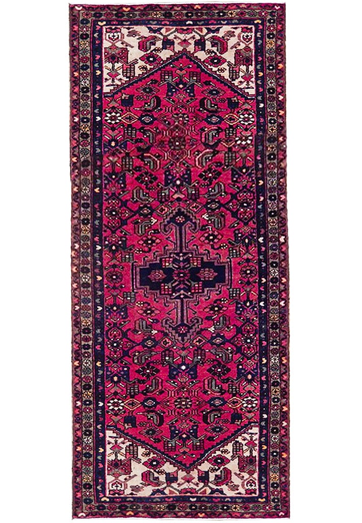 3.7 x 9.7 Wine Red Semi-Antique Persian Hamadan Runner Handmade (1 of 6)