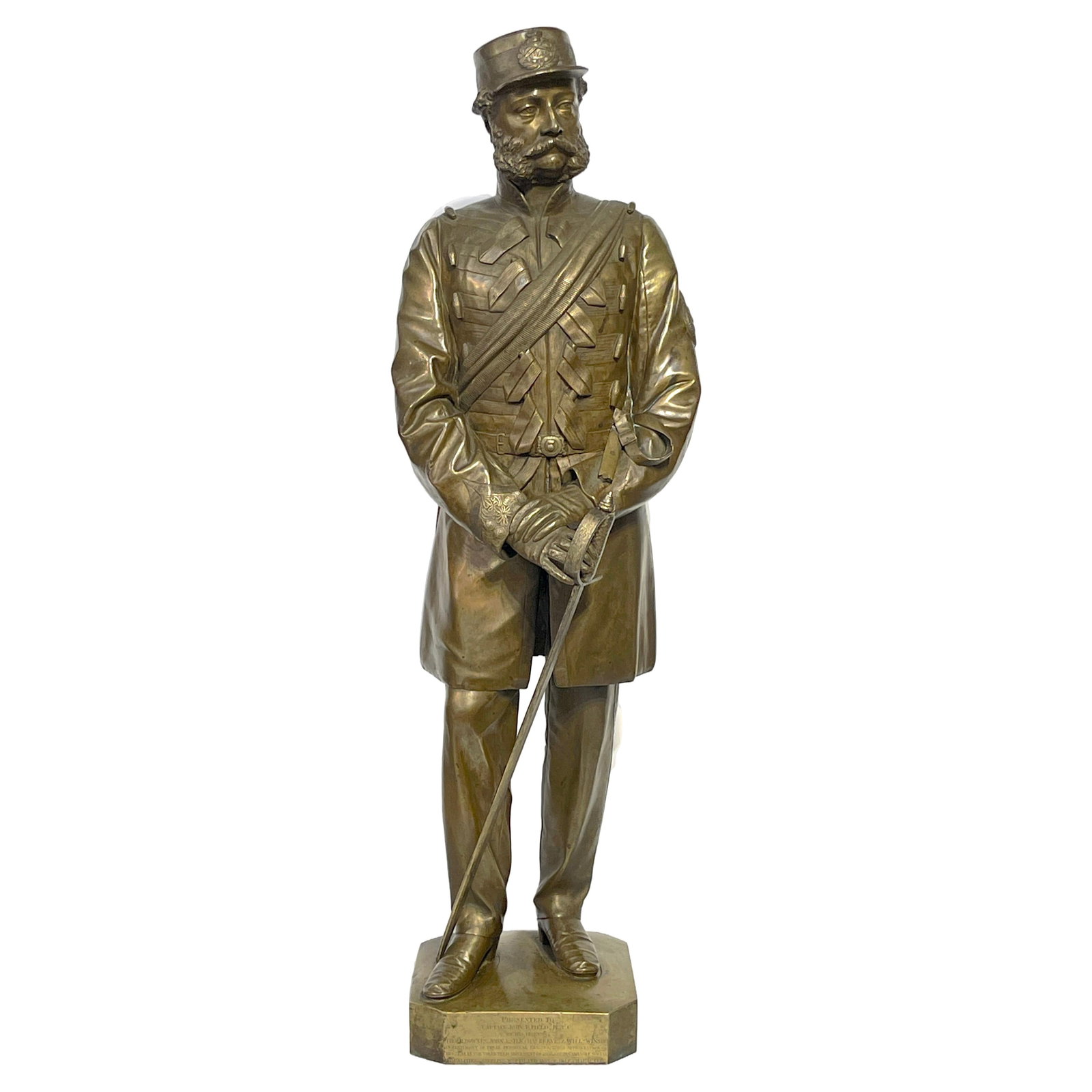 19th Century Bronze Sculpture of Captain John P. Field by Thomas Fowke: 19th Century Bronze Sculpture of Captain John P. Field by Thomas Fowke This striking 19th Century English bronze sculpture depicts Captain John P. Field of the Honourable Artillery Company,