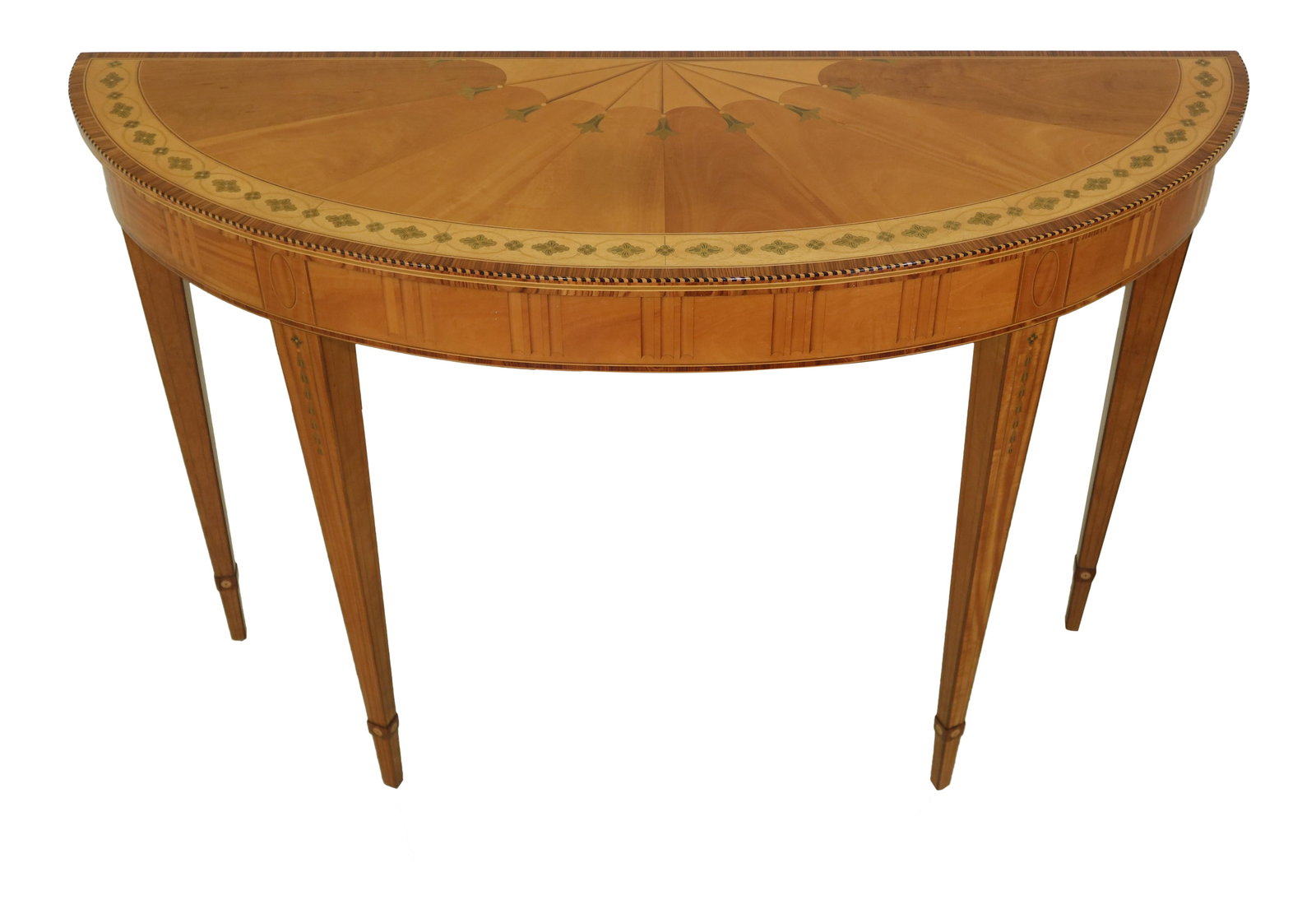 Kindel 18th Century Style Inlaid Satinwood Demilune Console Table (1 of 10)