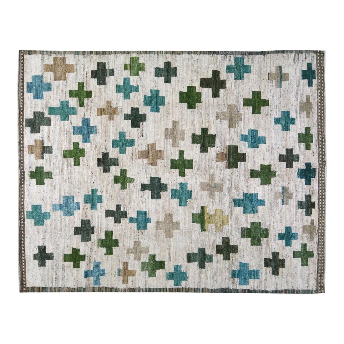 8'2 x 10'4 Wool Area Rug Handcrafted in Moroccan Style: 8'2 x 10'4 Wool Area Rug Handcrafted in Moroccan Style This Moroccan hand-knotted wool rug is crafted using traditional techniques, offering a blend of timeless craftsmanship and modern design. Its du