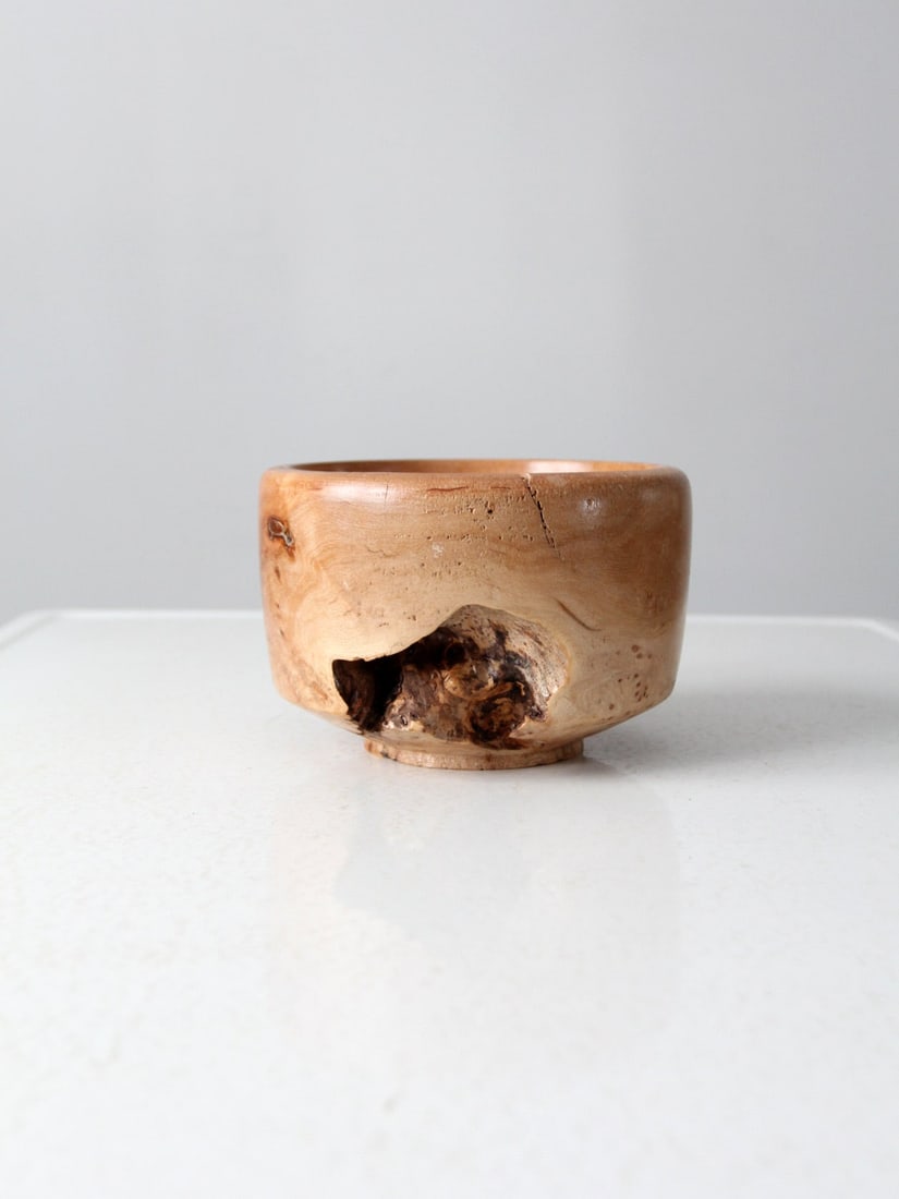 Handcrafted Vintage Burl Wood Bowl Decorative 4.875in (1 of 13)