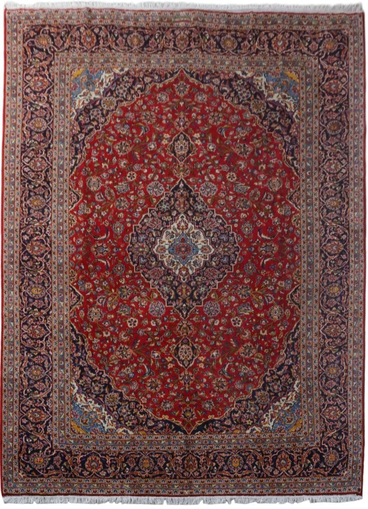 Authentic Handmade Persian Kashan Rug 9.9 x 13.5 Signed Red Wool (1 of 6)