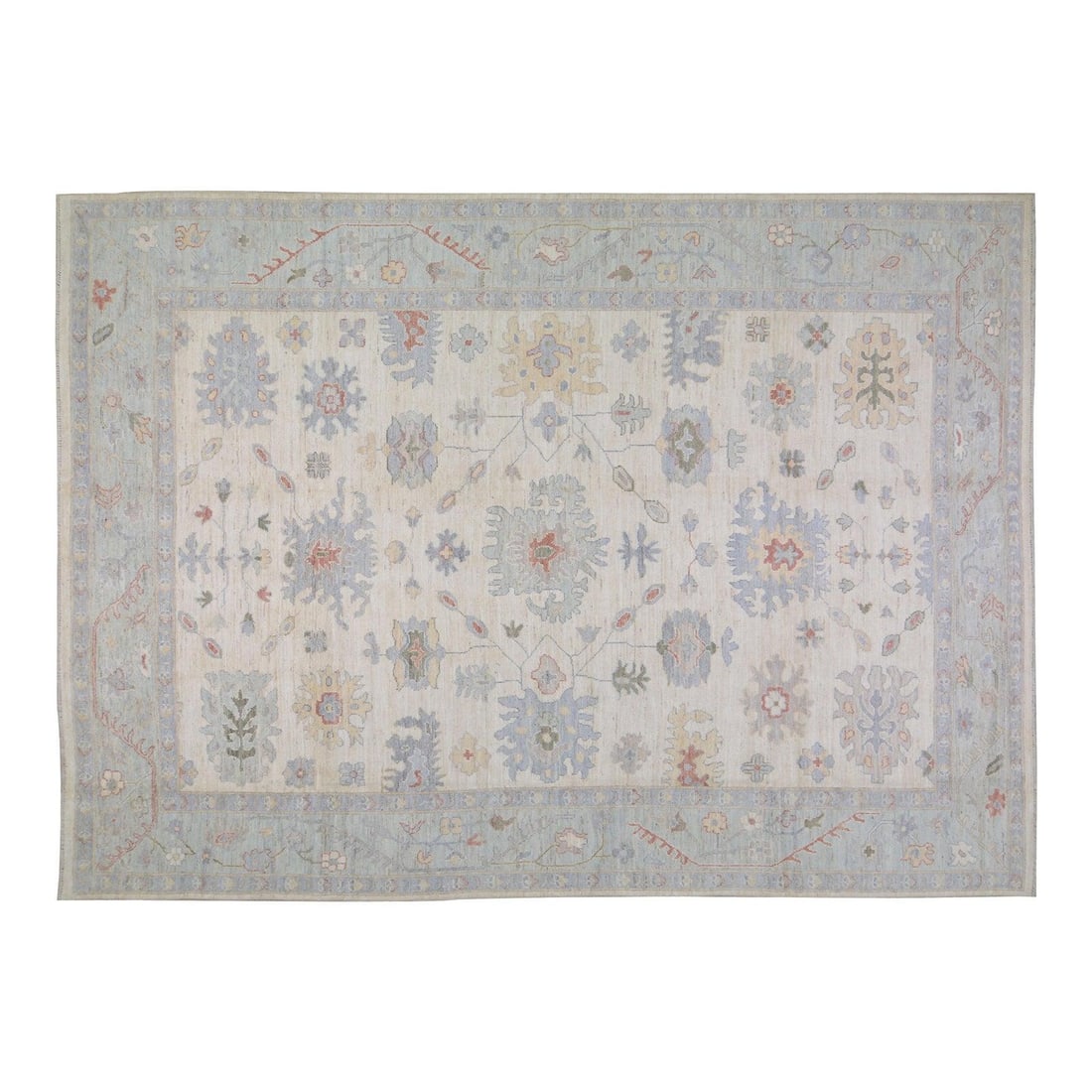 4x6 Verdigris Wool Area Rug Hand-Knotted Oushak Turkish Design: 4x6 Verdigris Wool Area Rug Hand-Knotted Oushak Turkish Design This Turkish Oushak rug is hand-knotted from wool using traditional techniques, offering a blend of classic craftsmanship and modern desi