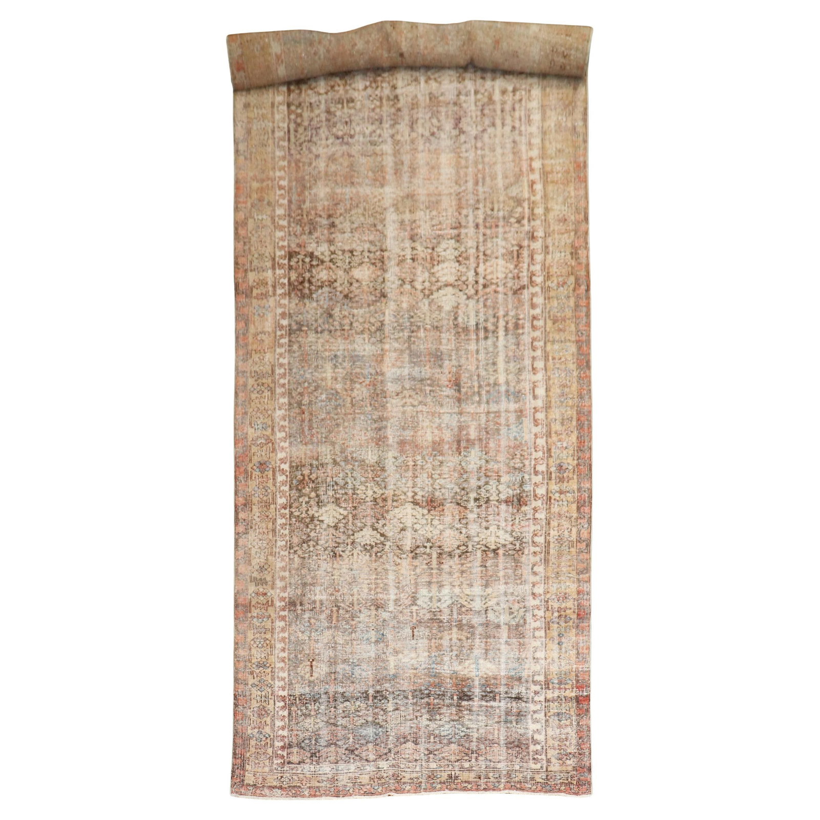 Zabihi Collection Malayer Persian Corridor Rug 81 x 236 Hand-Knotted Wool: Zabihi Collection Malayer Persian Corridor Rug 81 x 236 Hand-Knotted Wool Introducing a stunning Worn Persian Corridor Size Rug from the Zabihi Collection, crafted with care and tradition. This beauti