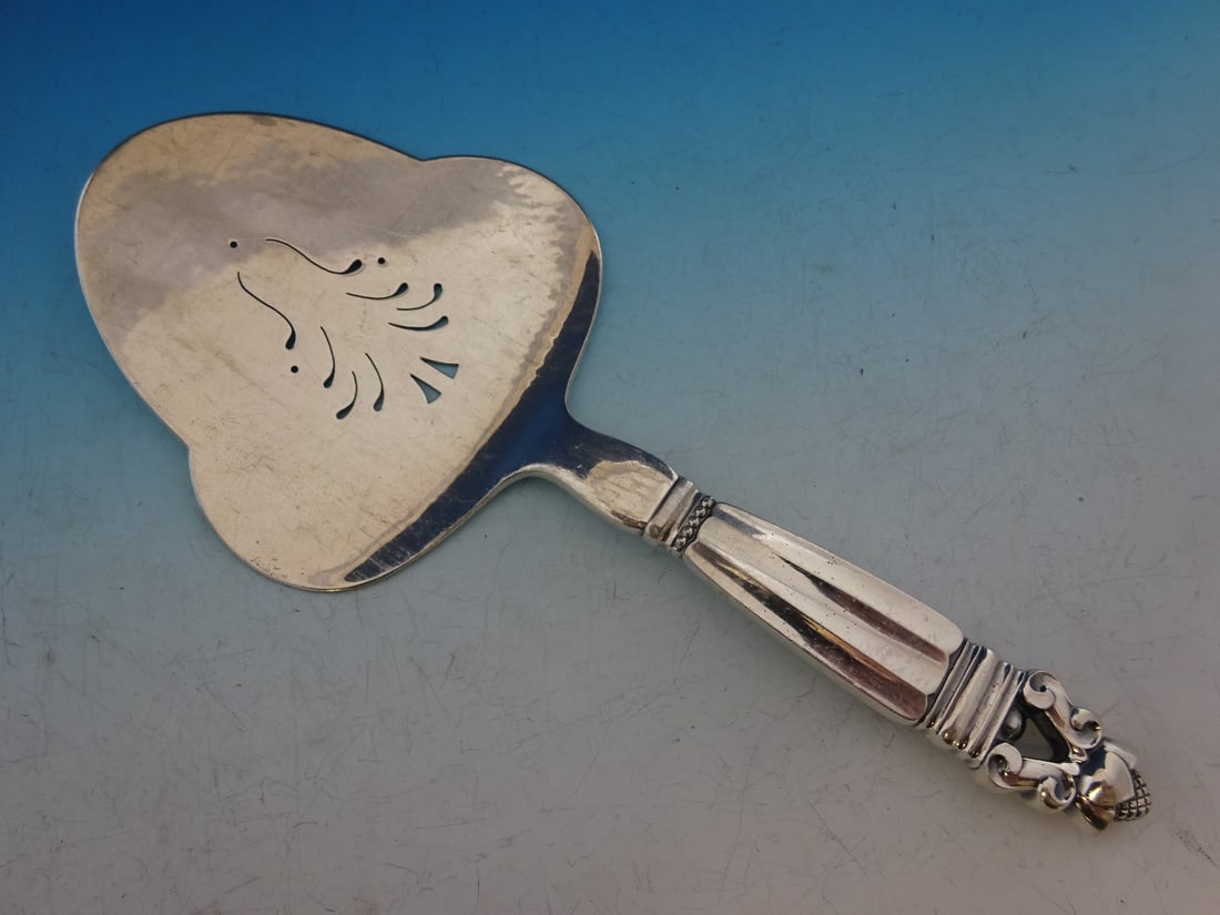 Georg Jensen Acorn Sterling Silver Tart Server 9 1/8 inches Pierced Blade (1 of 4)