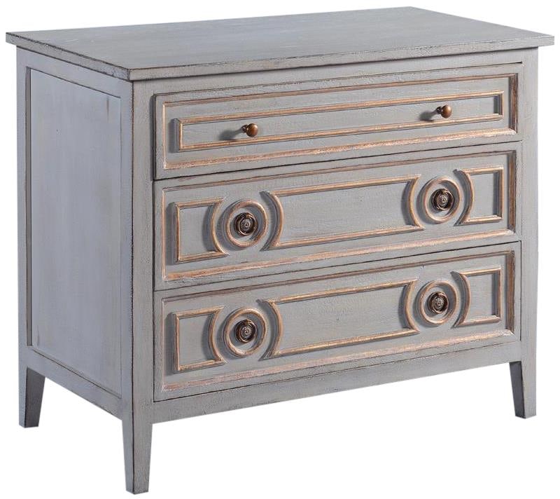 Huntington Chest Solid Wood Pewter Gray with Gold Accents: Huntington Chest Solid Wood Pewter Gray with Gold Accents Introducing the Pewter Gray Huntington Chest, a stunning blend of Old World style and modern elegance. This chest of drawers features a beauti