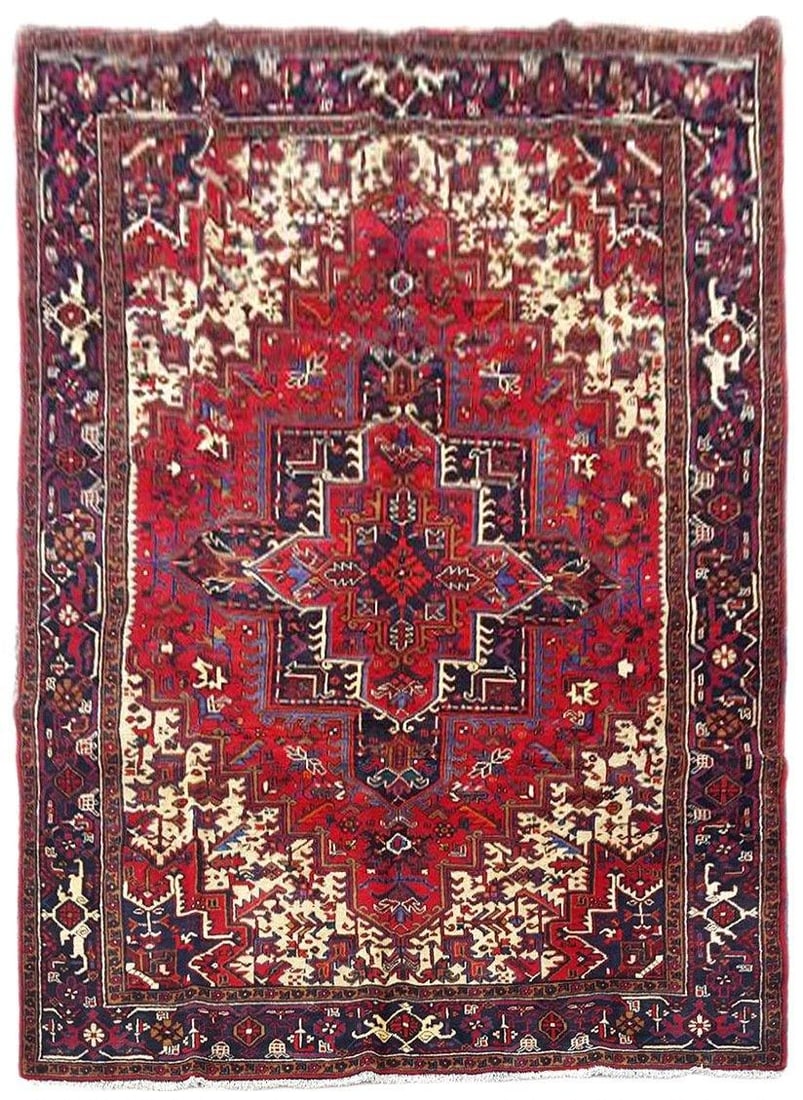 Handcrafted Red Persian Heriz Rug 8'2 x 11'4 Artisan Design (1 of 6)