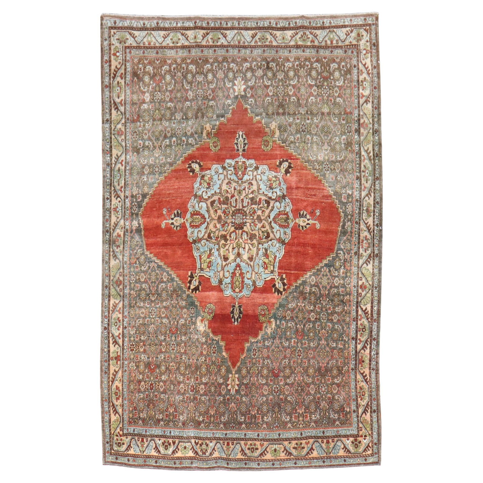 Antique Persian Bidjar Iron Fist Accent Rug 4'8 x 7' Wool Hand-Knotted: Antique Persian Bidjar Iron Fist Accent Rug 4'8 x 7' Wool Hand-Knotted Embrace the unique charm of this early 20th-century Persian Bidjar Iron Fist accent rug, expertly hand-knotted from high-quality 