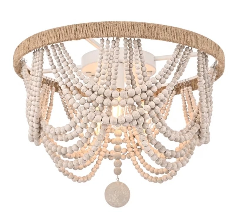 Elegant Jolie Antique White 4-Light Flush Mount Chandelier 16" (1 of 9)