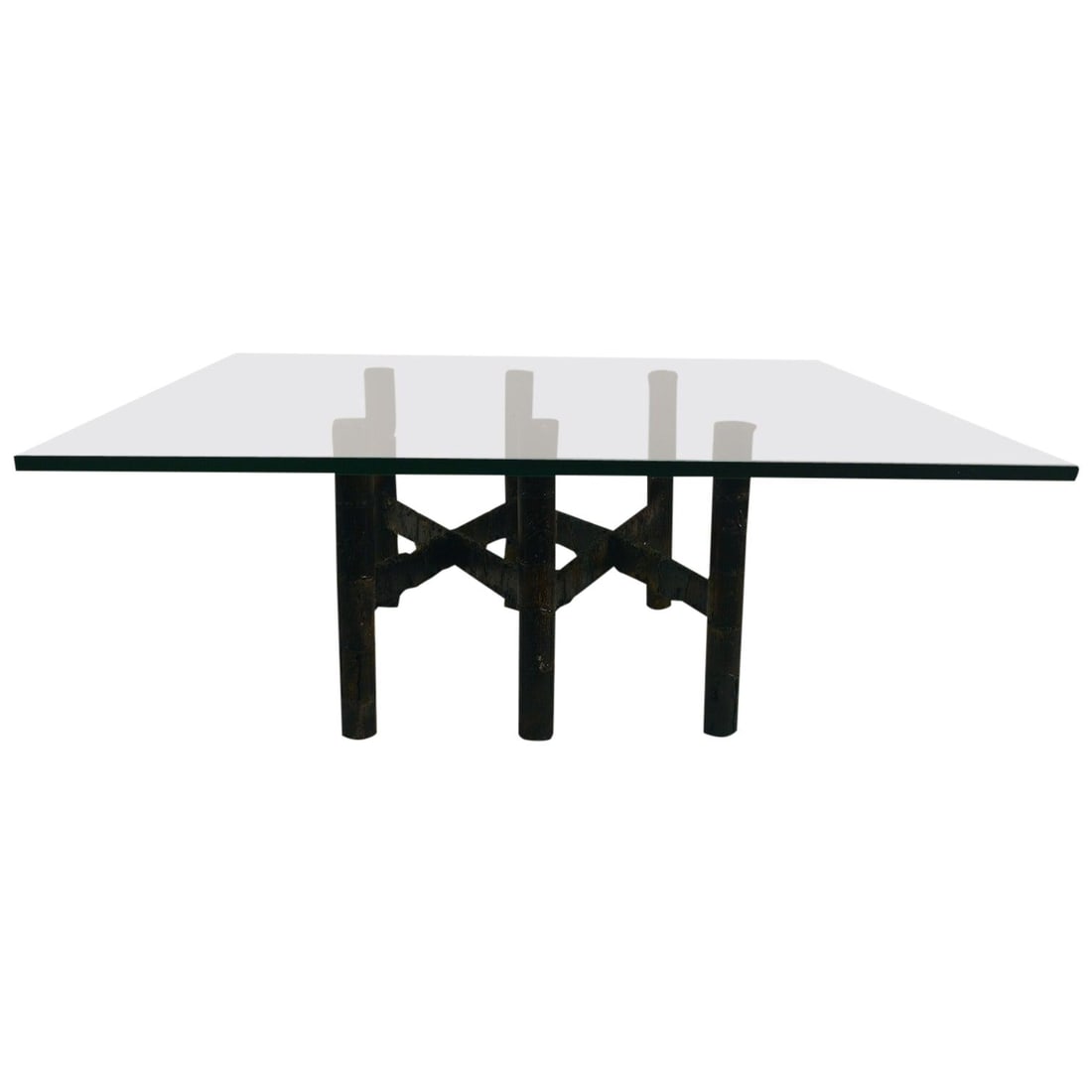 Paul Evans Signed Brutalist Iron Coffee Table with Glass Top (1 of 10)